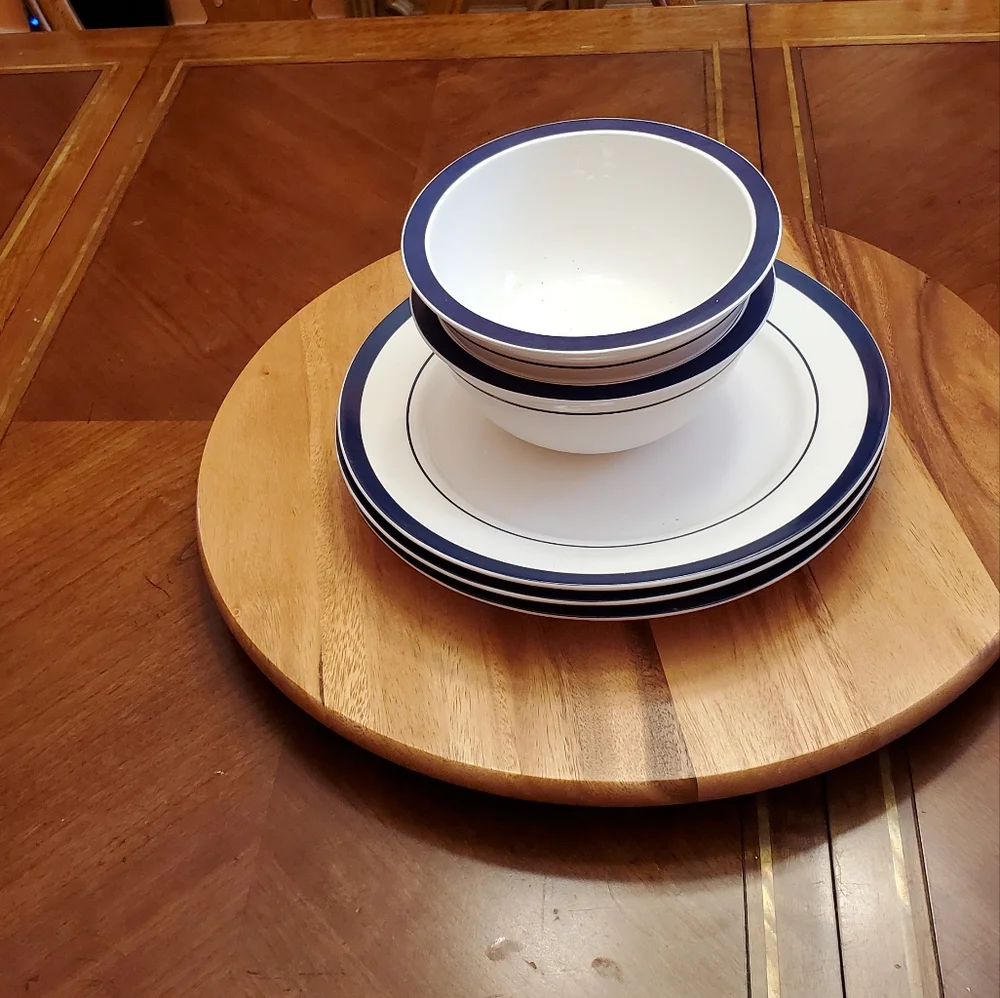 MARTHA STEWART BLUE RIM SET OF 5